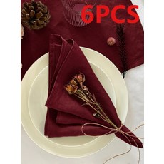 리넨 폴리에스터 단색 냅킨은 레스토랑 주방 테이블 휴일 파티 장식에 적합합니다, 1개, 1개, 10. Red 6pcs