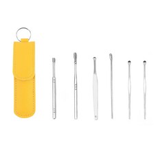 귀이개 6종 세트 케이스포함 노랑 귀지 청소기 귀후비개, 1개