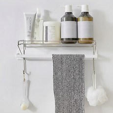 다다브로 무타공 수건걸이 수건거치 304 선반 거치대, 1개, 실버