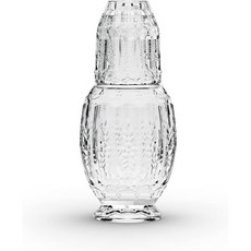 엘르 데코 빈티지 침대 옆 물 카라페 텀블러 - 우아한 투수와 어울리는 음료 잔이 객실 사무실 또는 선물용 뚜껑으로 사용 가능 4.7x10.4 클리어