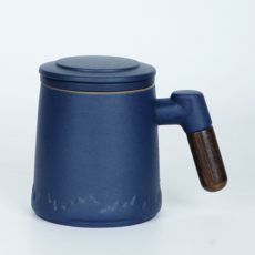 山語·粗陶把馬克杯 (簡約禮盒), 藍色山語/粗陶辦公杯/泡沫裝