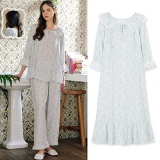플라워 텐셀 잠옷 실크 원피스 잠옷 인견 레이온 파자마