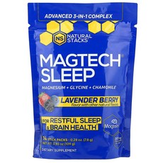 내추럴 스택스 Magtech Sleep 라벤더 베리 스틱팩 14개 개당 7.8g(0.28oz) NSK-13094, Natural Stacks, Magtech® Slee, 7.8g