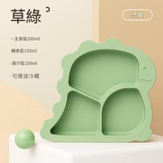 ibooooo 可愛貓咪吸盤餐盤, 草綠 - 恐龍, 1個