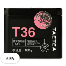 대익차 보이차 산차 T36 숙차, 100g, 1개입, 6개