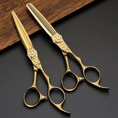 6寸 專業理髮剪刀套裝 金色槌目工藝 3D深雕刻 輪胎手柄, 1個, 如圖所示