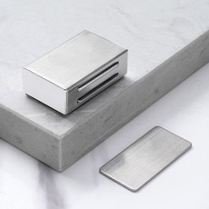 免打孔不鏽鋼隱形磁吸門碰 櫃門衣櫃推拉門磁吸貼片, 1個, 拉絲銀不鏽鋼519【免打孔 送膠貼,2套裝