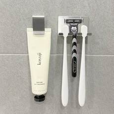모나코올리브 치약 칫솔 벽걸이 스텐 정리 2종 세트, 실버, 1세트