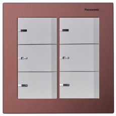 Panasonic 國際牌 陶瓷白 埋入式螢光開關 六開 單切 鋁合金蓋板 霧面, 1個, 直式 WTGF6102AA 赤陶銅+開關