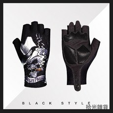 騎行手套 機車手套 防摔手套 觸控手套 保暖 防風 防水 騎車 防寒 碳纖維 手套 冰絲透氣健身手套戶外運動半指騎行手套, 黑色,L