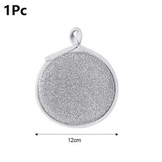 雙面銀絲海綿濕巾5件套 圓形洗碗海綿 家用廚房清潔配件, 1個, A: 銀 (1Pc)