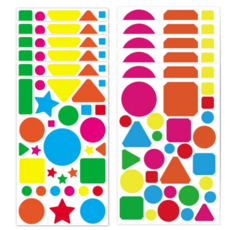 360PCS 7종 6색상 다인노 도형 스티커, 혼합