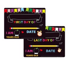 학교 첫날 Diy 작은 칠판 학교로 돌아 가기 양면 메시지 보드 사진 장식 매달려 기호, 원 사이즈, 비, 1개