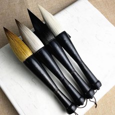 동양화 말필 캘리그라피 장대 대형 큰글씨 수묵화 붓글씨, 늑대털 양털 혼합 각 1개 (총 4개), 1개, 모조 혼 혼 손잡이 (8.0cm 2.2cm)