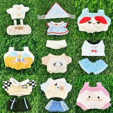10cm 娃娃衣服 棉花娃娃 娃衣 吊帶可愛夏季衛衣套裝 海星體玩偶換裝毛絨掛件 娃娃配件 臺灣出貨, 1個, 宅邸女僕三件套,10cm【不含娃娃】