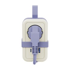 휴대용 멀티탭 USB-PD 20W 고속충전 여행용 리드선 고용량 4000W + 충전케이블, 1개, 라벤더, 1.5m