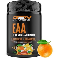 GEN GERMAN ELITE NUTRITION EAA 파우더 - 532g 휴먼 코드 포뮬러 8가지 필수 아미노산 함유 아미노 워크아웃 음료 맛있고 용해도 우수 비건 오렌지 주, Orange Juice, 1개