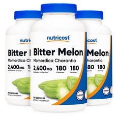 Nutricost Bitter Melon 뉴트리코스트 비터 멜론 600mg 180캡슐 3팩, 180정, 3개