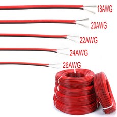10 미터 18 20 검정색 PVC 24 전선 도금 구리 LED 22 빨간색 AWG 26 케이블 절연 주석 스트립 연장, 26AWG, 5미터