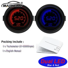 52mm 범용 자동차 타코미터 RPM 부스트 수온 오일 온도 압력 EXT psi 및 센서 LCD 듀얼 디지털 디스플레이, 02 Tachometer