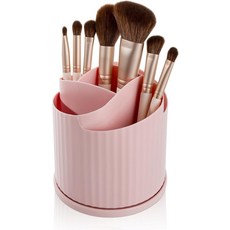 Anyoifax 360 회전 메이크업 브러시 홀더 정리함 5 슬롯 컵 꽃 모양 펜 화장품 립스틱 화이트, Pink, Small