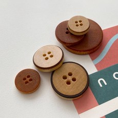 쎄비 플랫 자작나무 단추, 베이지+테두리 20mm, 1개