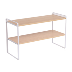 桌面收納架 雙層置物架 書桌 辦公室 廚房 多功能層架, 11.雙層白架原木色-50CM, 1個