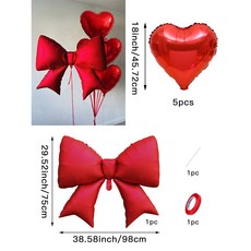 발렌타인 데이 파티용 여자친구 빨간 리본 풍선 6개 무광 테마 결혼식 신부 선물 공주, 6pcs, 빨간색