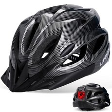 출퇴근 및 사이클링용 성인용 자전거 헬멧 충전식 후면 LED 조명 탈착식 선바이저가 있는 남성 여성용 2 in 1 산악 로드 헬멧, 탄소 섬유