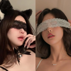 버니앤제인 연예인 안대 2개 세트 시스루 레이스 블랙 화이트 눈가리개 2B 은은한 섹시