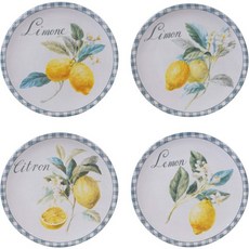 Certified International 인증된 국제 유자 9 샐러드디저트 접시 4가지 모둠 디자인 세트 직경 다색