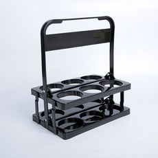 6구 음료캐리어 캠핑용 트레이 사무실 커피 맥주 음료 포장 배달 접이식 드링크 홀더, 블랙, 1개