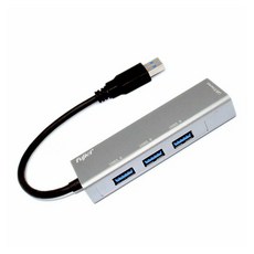 fujiei USB 3.0集線器 3 Port 鋁合金外殼 仟兆網卡 USB HUB, 銀色, 1個