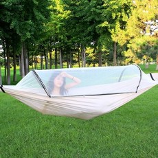 캐노피 해먹 야외 여름 캠핑장 여행 방충망 그네 모기장 야외 정원 휴대용 캠프 용품, SIS-383 캐노피해먹_베이지