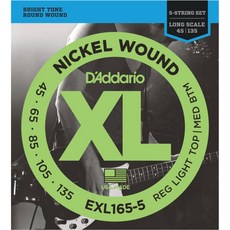 D'Addario EXL165-5 (45-135) 五弦貝斯弦 BASS弦 鎳繞弦材質提供卓越音色與舒適手感 適用於各種音樂風格, 1個