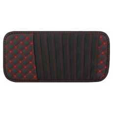 자동차 CD DVD 홀더 가방 디스크 가죽 보관 케이스 선글라스 주최자 썬 바이저 차양 슬리브 지갑 클립, Red Line