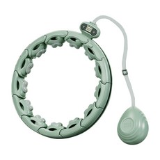 BUISIS智能磁石呼拉圈 無縫軌道靜音 不掉落 浮點按摩 一體成型負重擺錘智能記數可調節呼拉圈, 綠, 1個