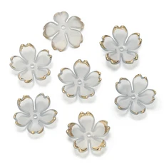 50pcs 벚꽃 아크릴 비즈 황금 닦았 패턴 꽃잎 매력 커넥터 DIY 귀걸이 헤어 쥬얼리 액세서리 만들기, 02 Gray, 1개