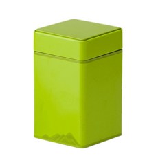 간단한 단색 사각형 차 주전자 차 보관 주최자 철 캔 차 철 상자, 1개, Green-High style