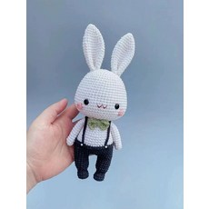 DIY뜨개질 귀여운코바늘 DIY 뜨개도안 1개 뜨개질, 블랙 팬츠 래빗