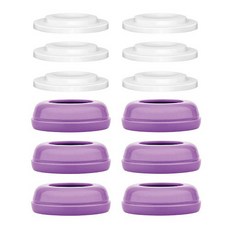 Maymom 寬口儲乳瓶瓶蓋6入 - 可重覆標記 (適用日規寬口奶瓶) 寬口奶瓶轉接環配件, 1個, 6個裝