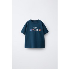 ZARA 야구 프린트 티셔츠 - 네이비