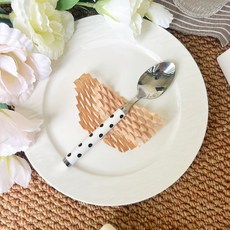 kp韓式ins複古波點304不銹鋼西餐具甜品刀叉勺意麵蛋糕牛排叉咖啡勺, 1個, HG波點(甜品小勺)