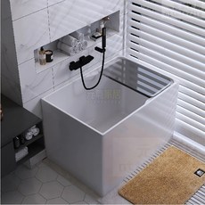 日式深泡亞克力浴缸：家用可活動方型帶座置物多尺寸成人泡澡桶, 1個