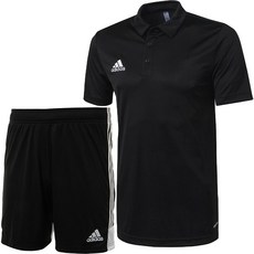 아디다스 카라 반팔티 반바지 반팔 티셔츠 운동복 세트 남여공용 트레이닝복 블랙 + ALS 마스크