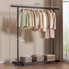 特粗特厚落地式衣帽架 100cmx137cm, 19管全鋼 單杆100黑 腳墊