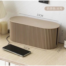 台灣本土貨 插線板收納盒 電線整理線盒 桌面插座 排插理線插排收納神器裝飾收納盒, 奶茶色-大號, 1個