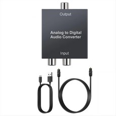 호환용 아날로그-디지털 오디오 변환기 R/L RCA 3.5mm AUX-디지털 동축 Toslink 광 오디오 어댑터(PS3 Xbox와 호환 가능), 1개, 검은색