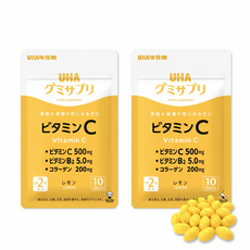UHA 味覺糖 維他命C軟糖 10日份 檸檬風味 小包裝, 2個, 20顆