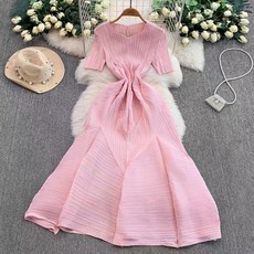 JoYouth 원피스 민소매 반팔 롱 빅사이즈 여성 하객룩 여름, 마젠타